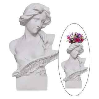 TRANKIELO® - Büste, Skulptur, Kopf, Blumentopf - Kunstharz, Weiß - Vielseitig einsetzbar als Vase oder Stifthalter - Weiß