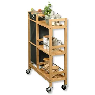 KESPER Nischenregal mit Flaschensammler, Bambus, Polyester, Maße: B 20 cm, H 78 cm, T 68 cm, Farbe: Natur, Grau | 24857 13