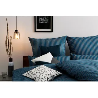 Bruno Banani Bettwäsche Jassen, Renforcé, 2 teilig, moderne Bettwäsche aus Baumwolle, Streifen-Design, mehrere Qualitäten blau