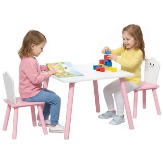 aiyaplay Kindertisch mit 2 Stühlen Zuckerwatte-Design für 3-6 Jahre Rosa