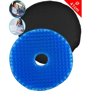 Gelkissen mit kühlender Gel-Schicht, Donut-Kissen für Steißbeinschmerzen, Autokissen, Sitzkissen, orthopädisch, Gesäßkissen für Hämorrhoiden - Blau