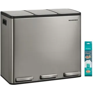 Songmics Mülleimer 3 x 18 l Silber