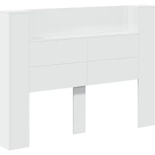 Tidyard Kopfteil-Schrank mit LED mit Regal Weiß 140 x 16,5 x 103,5 cm, Bettkopfteil Polsterkopfteil für Bett Betthaupt Bettzubehör Schlafzimmer8006538
