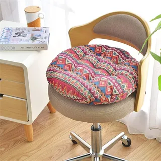 Home Bunte runde Sitzkissen, 100 % Baumwolle, bequeme Sitzkissen, für Garten, Küche, Esszimmerstuhl, viele Farben für Kissen, Innen- und Außenbereich, Dekor (Boho, 50 x 50)