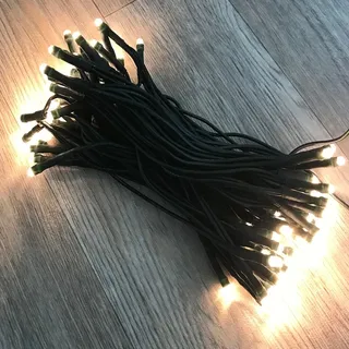 Mojawo Lichterkette Kunststoff 50er Set Solar warmweiß Dämmerungssensor grün