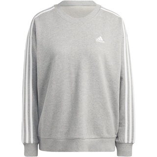 Adidas Damen Sweatshirt (Long Sleeve) W 3S Ft SWT, Medium Grey Heather/White, IC9905, XS
