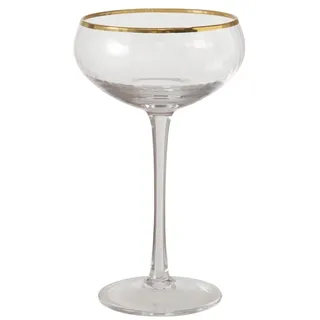 Boltze Sektglas Sofia flach, mit Goldrand, 17 cm, Ø 10 cm, 200 ml