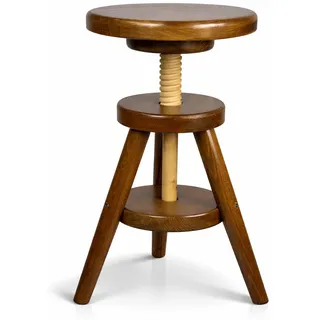 Magnetic Mobel® Hocker Massiv Schemel Stuhl Sitzmöbel Buche Drehhocker Barhocke 52-70cm (Eiche)