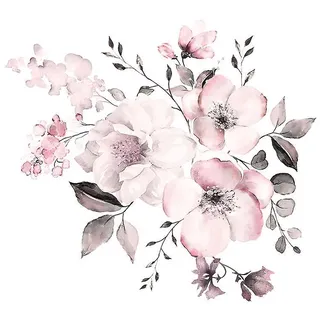 Vintage-blumen-wandtattoo In Rosa (58 X 52 Cm)  Frühlingspflanzen-natur-wandtattoo  Dekoration Für Wohnzimmer, Schlafzimmer, Küche, Flur
