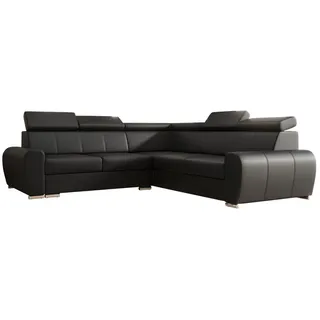 Ecksofa 255 cm Leder Schwarz Rechte Seite Apollo KN09 - Schwarz