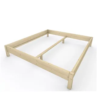 TUGA-Holztech Massivholzbett Holzbett Naturholzbett 200 x 220 cm 38 cm Bettgestell ohne Kopfteil, Br 70 80 90 100 120 140 160 180 200 Lg 200 220 H=38/48/58 cm 200 cm x 220 cm x 38 cm