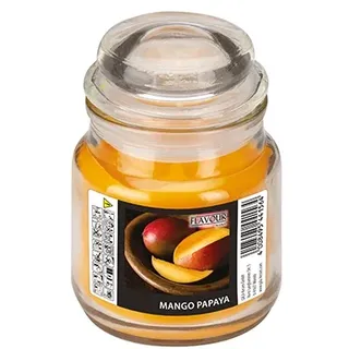Papstar Duftkerzen im Glas, Mango-Papaya, Ø 63 mm · 85 mm, "Flavour", 6 Stück