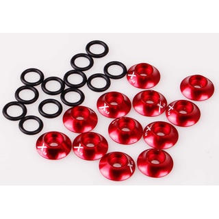 Kuza, Muttern + Unterlegscheiben, Unterlegscheiben Aluminium M3 mit O-Ring 10Stk. Rot eloxiert