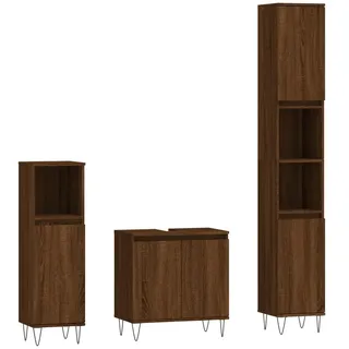 vidaXL 3-tlg. Badmöbel-Set Braun Eichen-Optik Holzwerkstoff