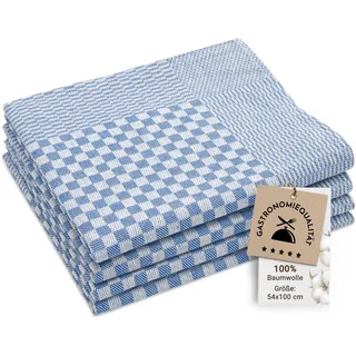 ZOLLNER 4er Set Geschirrtücher - saugstark und robust – Gastroqualität | Baumwolle in 54x100 cm - waschbar bis 95°C – in blau kariert - Oeko Tex® zertifiziert
