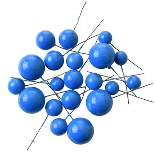 Festivalartikel Tortenstecker Tortendekoration Kugeln am Stiel Gold Topper Ball goldenen Kugeln blau