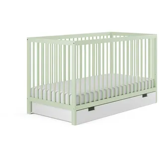 Kids Collective Babybett mit Schublade und Matratze Grün 60 x 120 cm