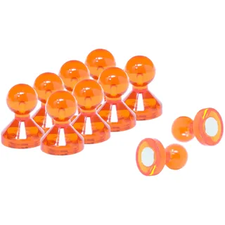 Großer Orangefarbener Acryl - Push - Stift - Büro - Magnet Für Kühlschrank, Whiteboard, Mitteilungsboard 21mm x 26mm Hoch - Pack von 100