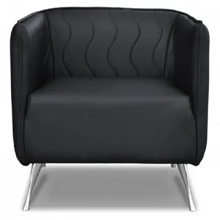 Xlmoebel Sessel Eleganter Ledersessel im zeitlosen Design für Wohnräume (Sessel Smile), Hergestellt in Europa schwarz