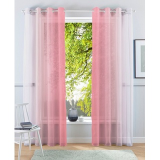 Gardine Valverde, my home, Ösen (2 St), transparent, Voile, Vorhang, 2-er Set, Fertiggardine, Farbverlauf rosa 144 cm x 265 cm