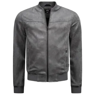 Indicode Herren Ibon Velours-Kunstleder Jacke Übergangsjacke mit Stehkragen | Stylische Kunstlederjacke im edlen Velours- und Wildleder-Look, Herrenjacke, Übergangsjacke, Freizeitjacke für Männer - L