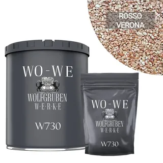 WO-WE Bodenfliese Steinteppich Set Marmorkies Bodenbeschichtung W730 2qm, Korngröße 1-4mm, Terracotta - Rosso Verona, Set, 25KG Marmorkies + 1,5KG 2k Bindemittel rosa