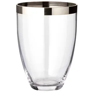 Edzard Vase Charlotte, mundgeblasenes Kristallglas mit Platinrand, Höhe 24 cm, Durchmesser 19 cm,
