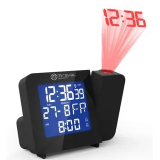 Miraval Funk-Projektionswecker Funkuhr Funkwecker Datumsanzeige Raumtemperatur Batterie Netzbetrieb Digital Reisewecker - 4-MV5992-2