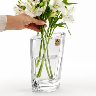 Spiegelau & Nachtmann Wave Vase – Elegante Kristallvase aus 24% Bleikristall, 19 cm Höhe, Spülmaschinenfest, Modernes Wellen-Design, Hochwertige Glasvase, Kristallglas