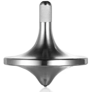 Umweltschutz Edelstahl Metall Kreisel, Anti-Schwerkraft perfekt ausbalanciertes zartes Tischspielzeug, leichtes drehen glatt Schleudern Schleuderzeit über 6 Minuten (L/Silber)