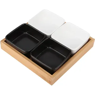 Multifunktionale Trockenobstschale Mit Separaten Fächern – 4 Fächer (2 Weiße, 2 Schwarze) Für Snacks, Süßigkeiten Oder Soßen