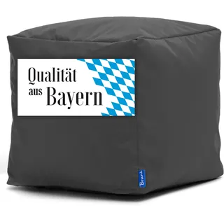Bruni Sitzwürfel Cubo in Grau – Fußhocker 40 cm hoch, Sitzhocker aus Deutschland, Indoor- & Outdoor-Pouf, Polsterhocker, Sitzpouf, Hocker für Sitzsack, Sessel oder Couch