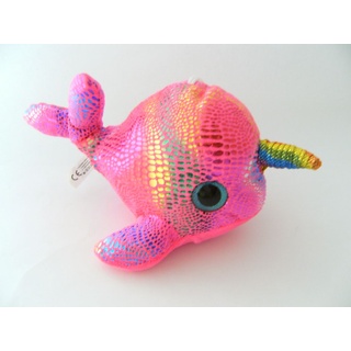 Plüschtier Narwal 23 cm, neon pink, Kuscheltiere Stofftiere Tier, Wale Fische
