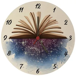 speecheese Wanduhr Buch mit schönem Wasserfarbenmotiv Wanduhr aus MDF 26,5 cm