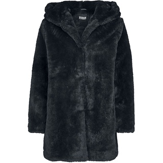 Urban Classics Übergangsjacke - Ladies Hooded Teddy Coat - XL bis 3XL - für Damen - Größe XL - schwarz - XL