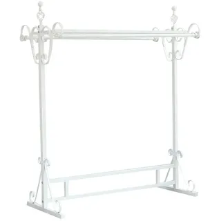 Kleiderständer im Vintage-Stil Garderobenständer Metall, 146 x 120 x 60 cm, Cremeweiß, JL3508W-1