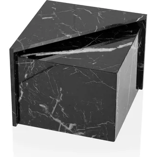 FineBuy, Couchtisch + Beistelltisch, Couchtisch  Sofatisch MONOBLOC 2er Set Hochglanz Marmor Optik Dreieckig (50 x 50 x 42 cm)