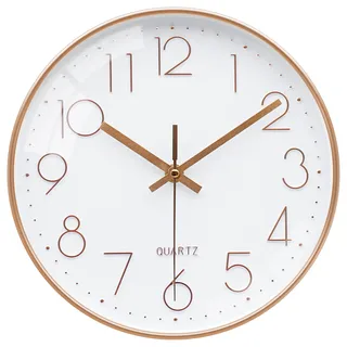 VIKMARI 20 cm Roségold Moderne Wanduhr Lautlos Küche Heimbüro