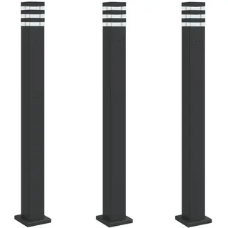 vidaXL Außenleuchte Aluminium 110 cm 3er Set schwarz