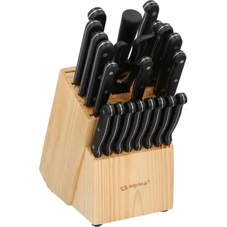 Alpina Besteck Set of kitchen knives with stand, Messerblock, Schwarz
