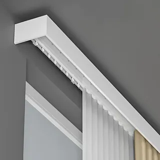 Generisch 2-läufig Vorhangschiene mit Blende,Vorhangkästen für Über Fenstern,Decken- oder Wandmontage,Verdecktes Doppel-Gardinenschienensystem für Wohnzimmer(Size:3M)