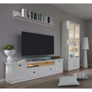 MCA furniture Wohnwand Wohnwand Baxter, weiß, Landhausstil, 3-teilig, (4-St) weiß