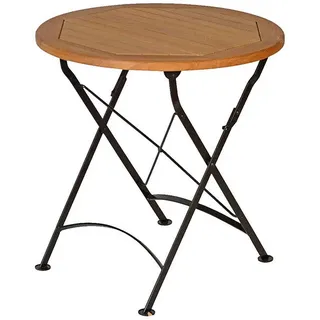 Teak Klapptisch rund Bellevue (70 cm Ø) Klappbar Holz Tisch Garten Balkon Bistro