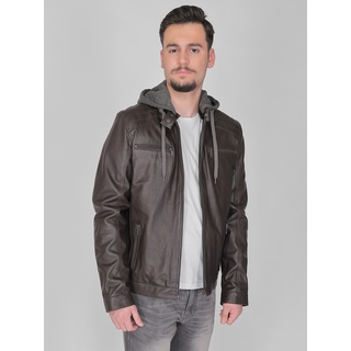 Lederjacke MUSTANG "Foster" Gr. 3XL, braun (dark brown) Herren Jacken Übergangsjacken