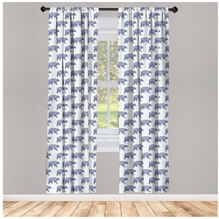 Gardine Vorhang für Wohnzimmer Schlafzimmer Dekor, Abakuhaus, Microfaser, Orientalisch Verzierungen auf Waldtier blau 150 cm x 225 cm