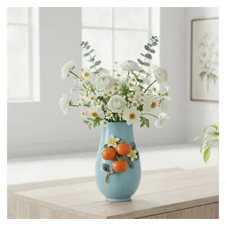 BOLTZE Dekovase Keramikvase Bella Arancia Türkis Orange 19cm Porzellan Mediterran (1 St)