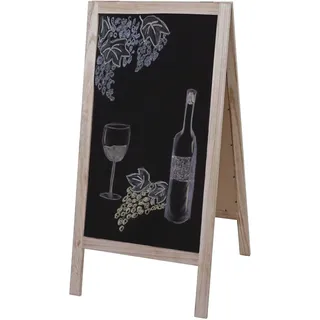 XL Werbetafel HWC-C17, Aufsteller Kreidetafel Kundenstopper, 2 Schreibflächen klappbar, 100x50cm - naturfarben