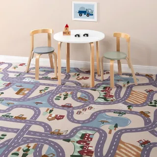 Steffensmeier Teppichboden Matteo Meterware | Meterware Kinderzimmer | Spielteppich | Straßenteppich | Beige, Größe: 200x400 cm - Beige