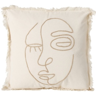 Boltze Kissen Pica (Deko-Kissen aus 100% Baumwolle, abstraktes Muster, umlaufende Fransen, Boho-Stil, Dekokissen für Sessel / Couch) 2007687