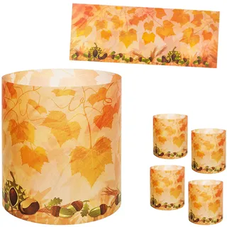 alles-meine.de GmbH 10 Stück - kleine Tischlichter Motiv frei wählbar Kastanien & Bunte Blätter - Herbst 10 cm - Licht - für Teelichter/Batterie LED Lichter & Kerzen - Wi..